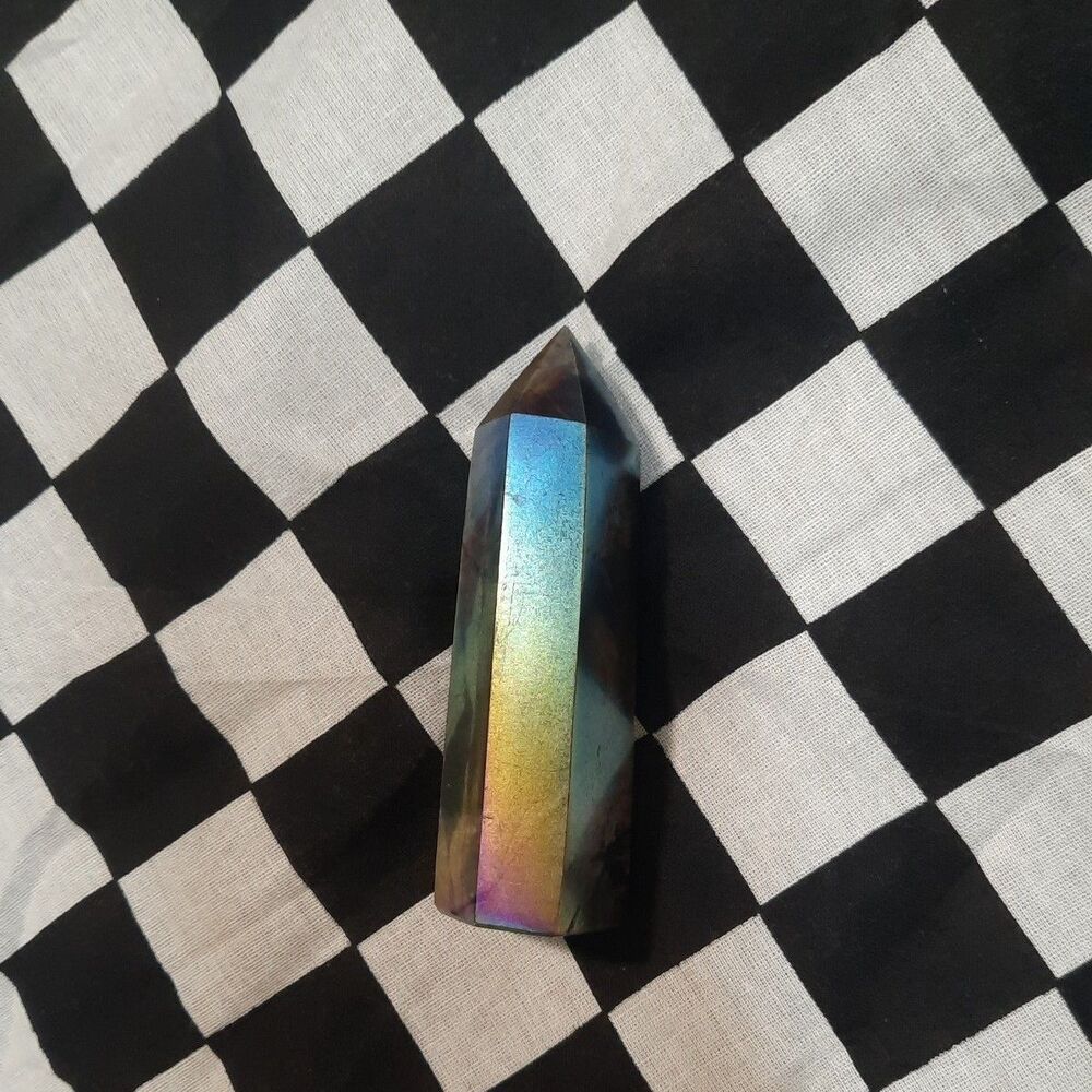Titanium Rainbow Aura Quartz Crystal Tower